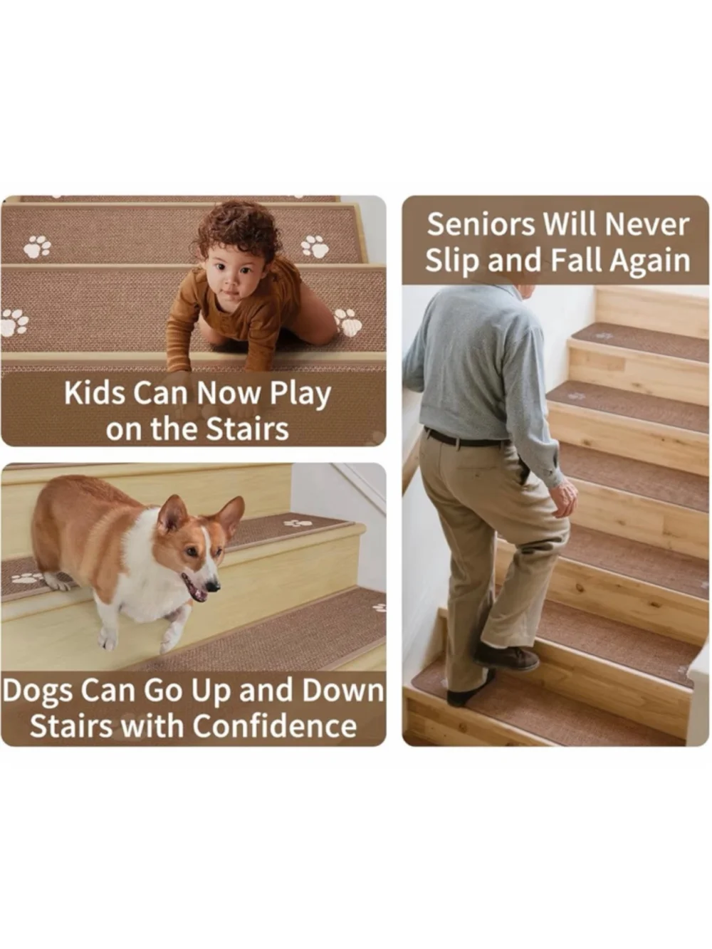 NEW Stair Treads Non Slip Indoor 15PCS Rubber Backing Stair Runner Rugs